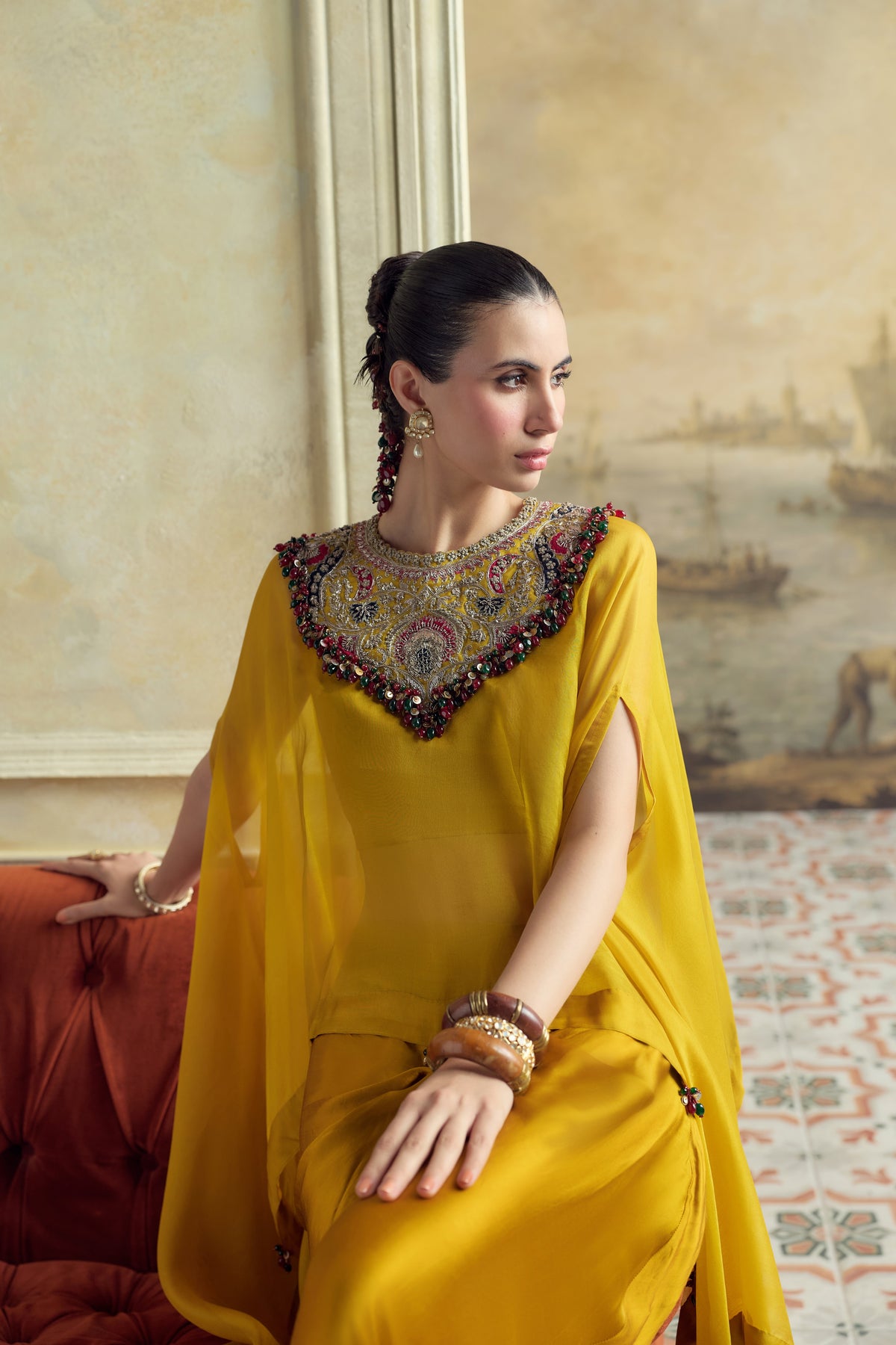RS Kalamkarrie Organza Aline Kaftaan
