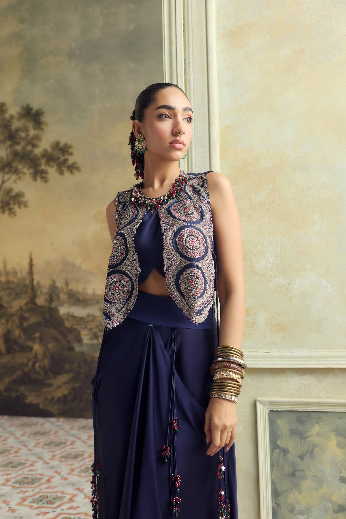 RS Kalamkari Gilet Set
