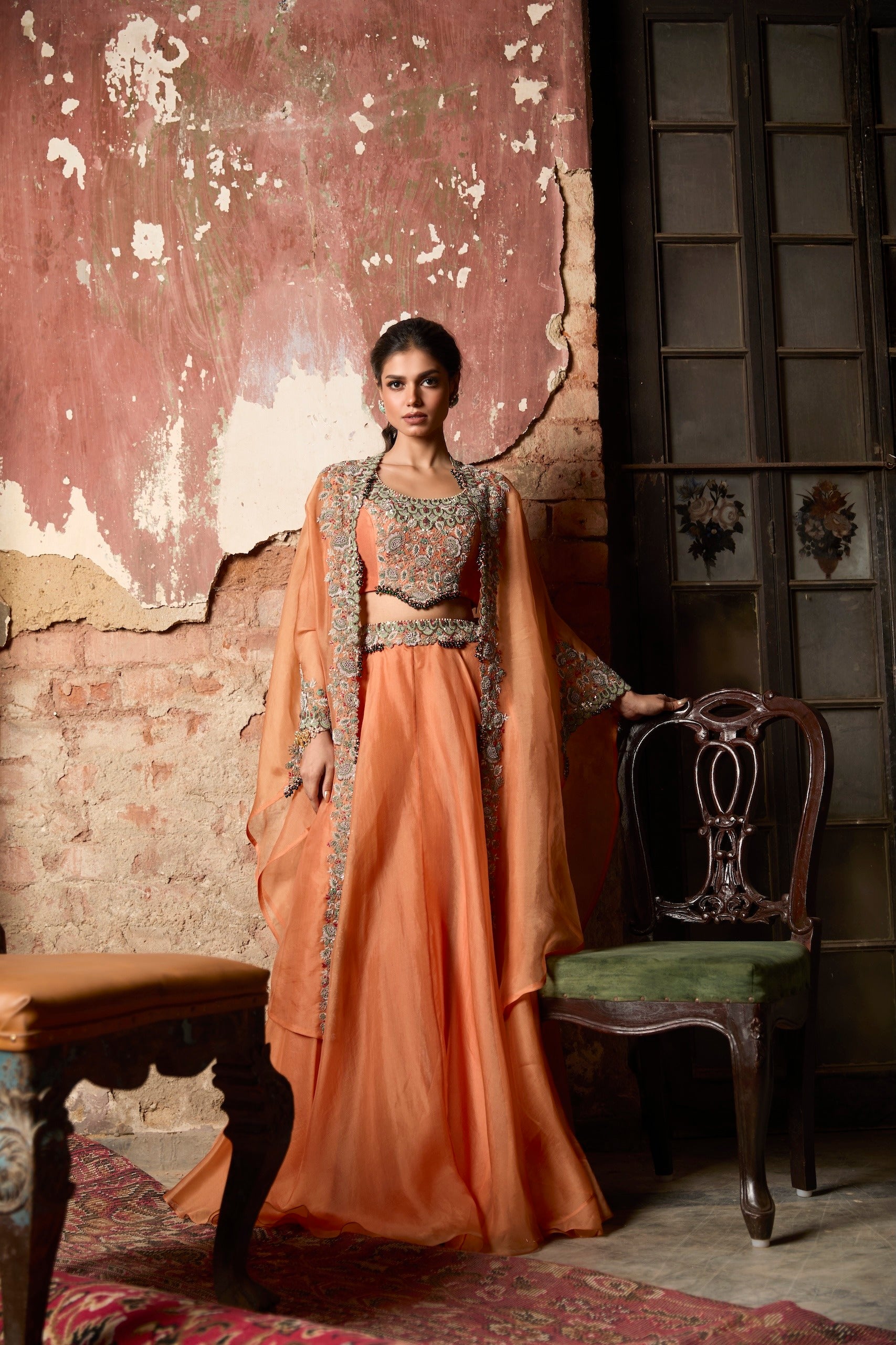SN Green Thread Skirt Set