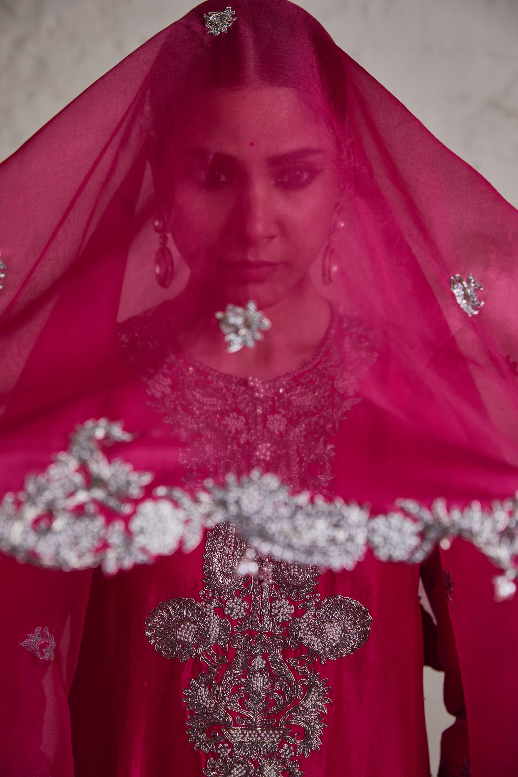 Silk kurta with organza sharara and organza dupatta