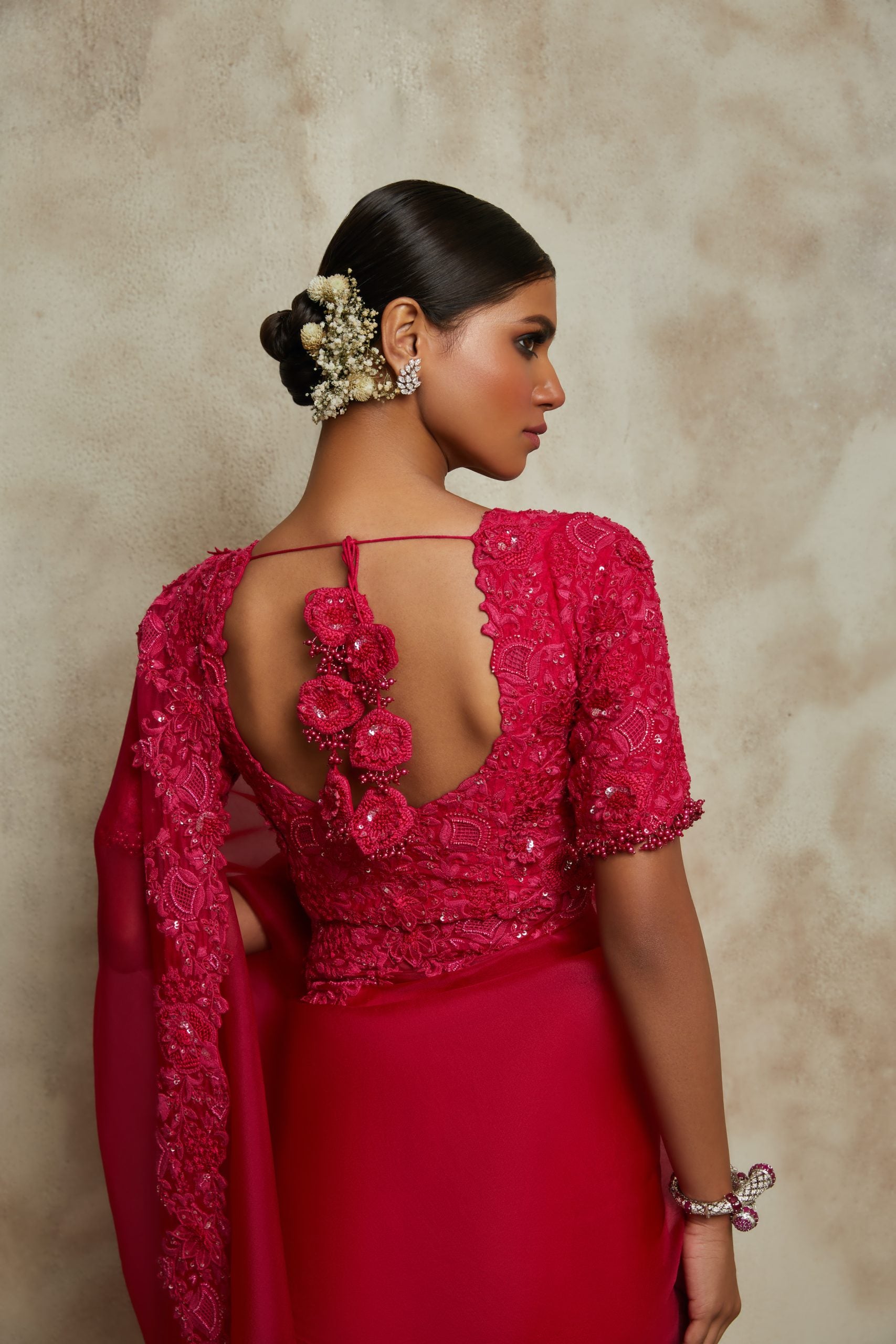 Silk blouse and organza saree