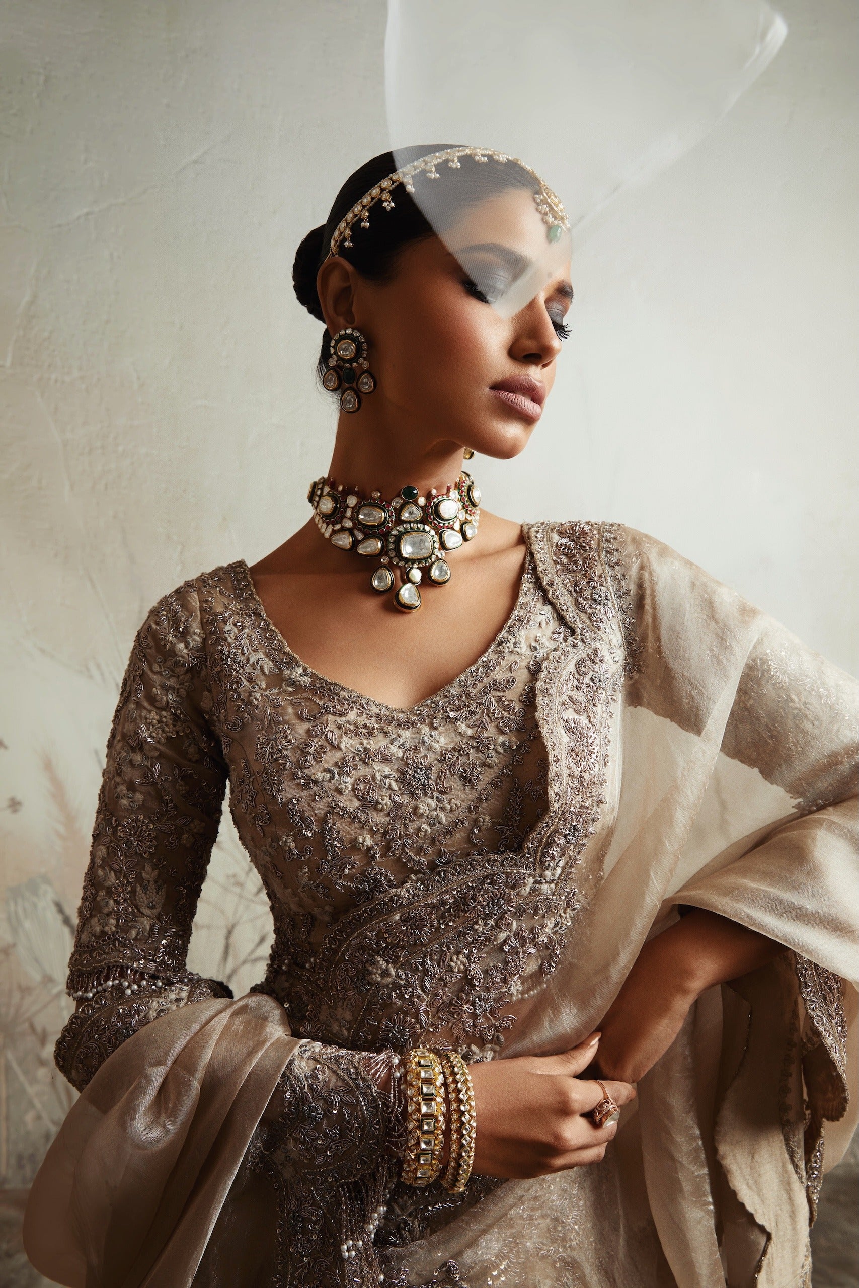 AS Resham Tissue Lehenga