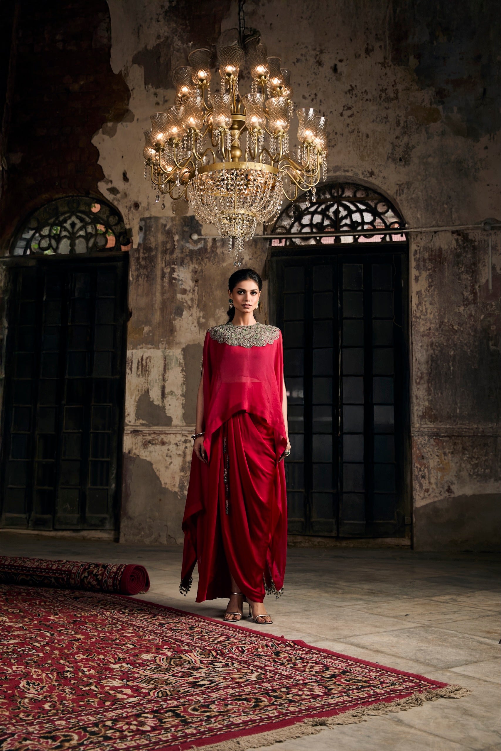 AS Green Thread Organza Aline Kaftaan