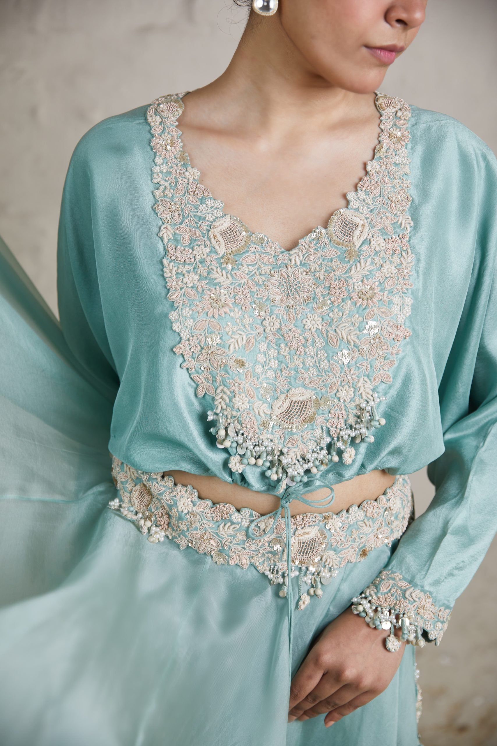 Silk blouse with organza skirt
