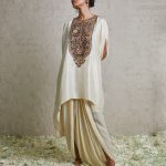 Silk kaftaan with crepe dhoti