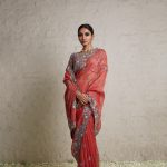 Silk blouse with organza saree