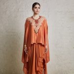 Silk kaftaan with crepe dhoti