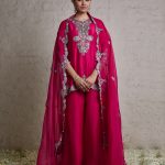 Silk kurta with organza sharara and organza dupatta
