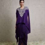 Silk kaftaan with crepe dhoti