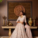 Tissue lehenga and blouse with organza dupatta