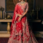 Silk lehenga and blouse with organza dupatta and veil
