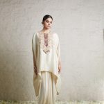 Silk kaftaan with crepe dhoti