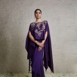 Silk kaftaan with crepe dhoti