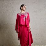 Silk kaftaan with crepe dhoti