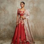Silk blouse and lehenga with organza dupatta