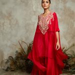 Organza and silk kaftaan with cotton satin pants