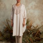Habutai kaftaan with cotton satin pants
