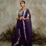 Silk blouse with organza skirt and cape