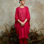 Habutai kaftaan with cotton satin pants