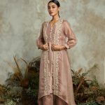 Silk kurta with organza jacket and cotton pants
