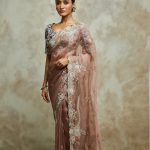 Silk blouse with organza saree