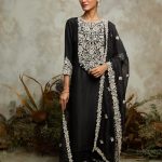 Silk kurta with organza dupatta and cotton satin pants