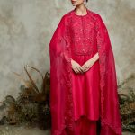 Silk kurta with organza dupatta and cotton satin pants