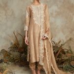 Silk crushed kurta with organza dupatta and cotton satin pants