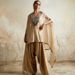 RS Brown Yoke Crushed Tissue V Kaftaan