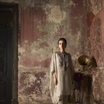 UP Lavender Thread Crushed Tissue Kaftaan